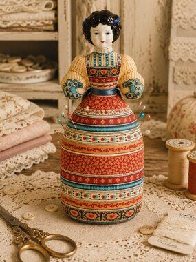 Vintage American Heirloom Porcelain Head Pincushion Doll